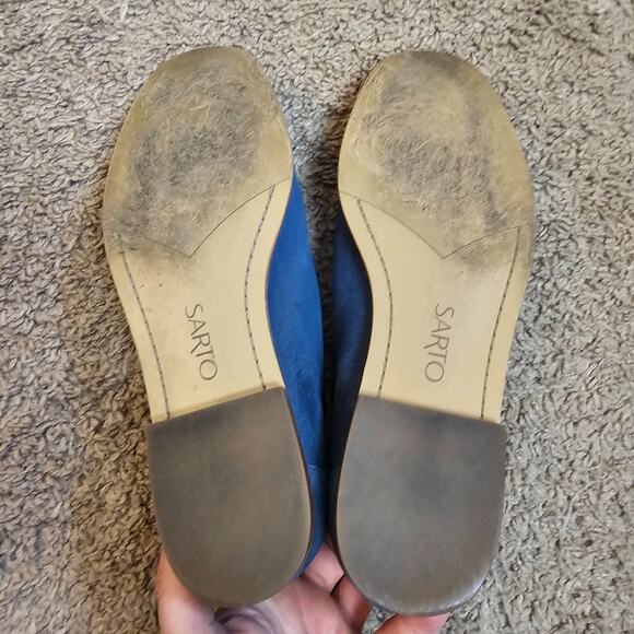 Franco Sarto Leather A FALLON Suede Slip On Flats Size 9 M Blue Square Toe Bone - Picture 6 of 10